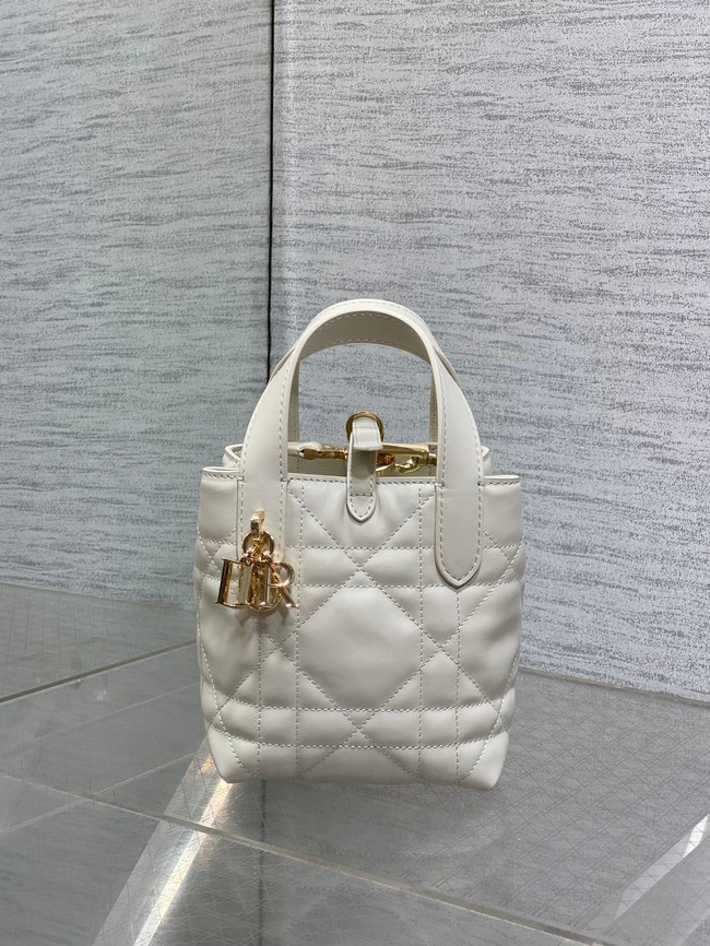Dior Toujours Vertical Nano Tote Bag Macrocannage Calfskin S6100 Latte