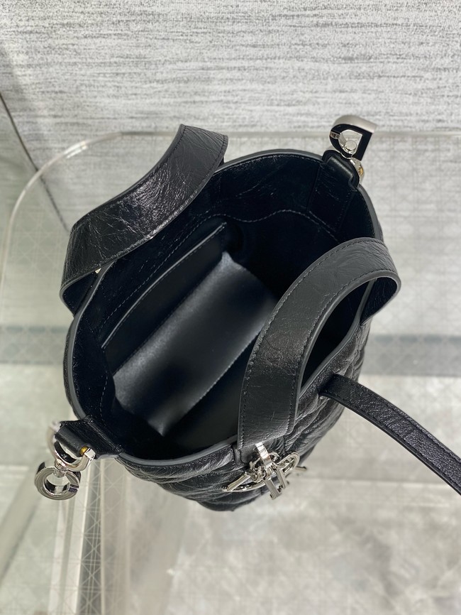 Dior Toujours Vertical Nano Tote Bag Macrocannage Calfskin S6100 black & Silver