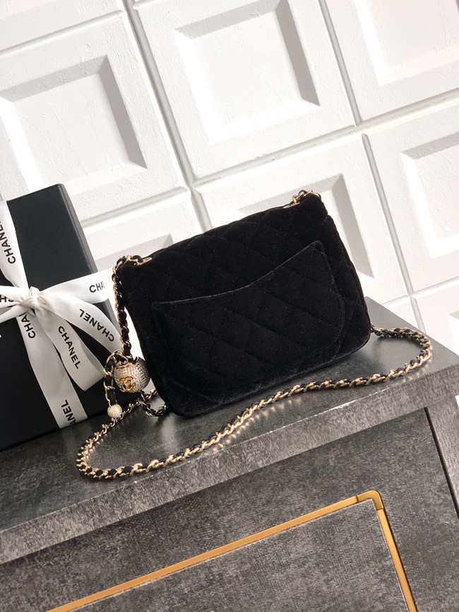 Chanel Mini Classic Handbag velvet AS1786 black