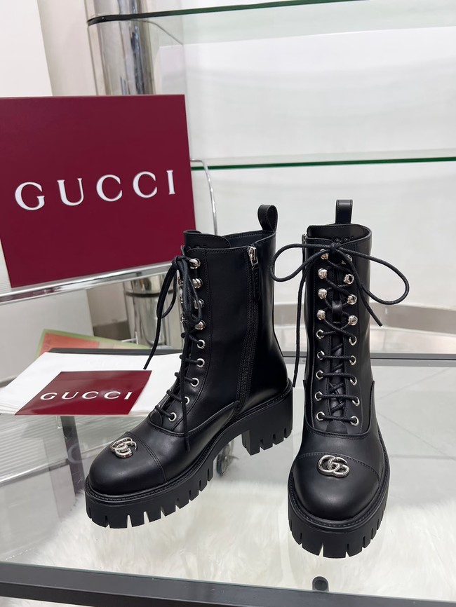 Gucci Womens lace-up ankle boot with GG 840739-3