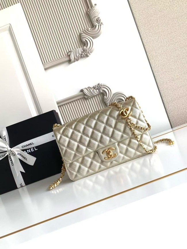CHANEL small Flap Bag AS5756 light gold