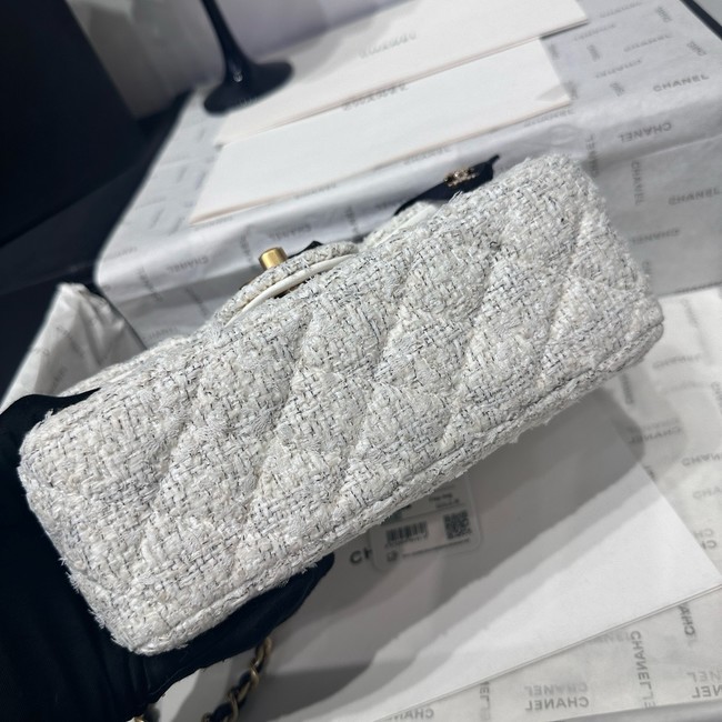 CHANEL Mini Flap Bag with Top Handle AS5875 White & Black