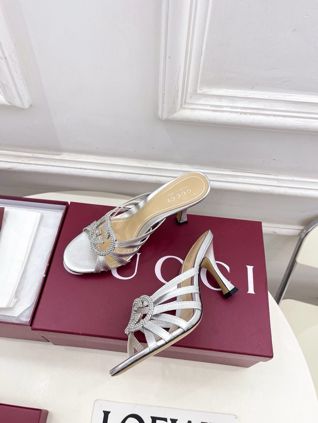 Gucci Womens slide sandal with crystal Interlocking G 852663-1