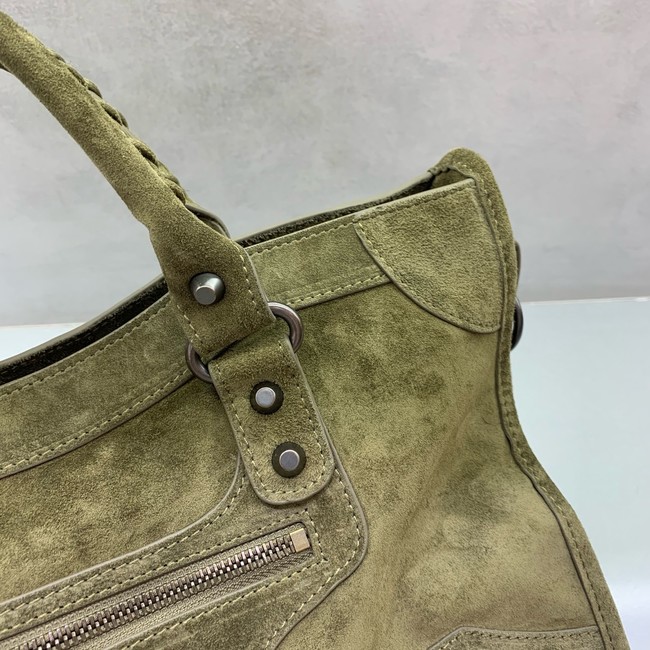 Balenciaga Le City medium suede tote bag 230582 green