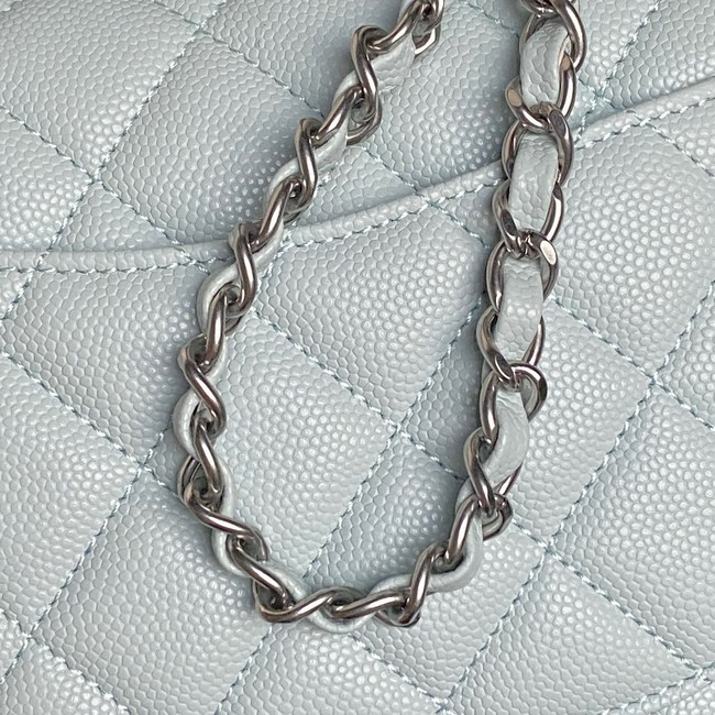CHANEL Clutch With Chain AS2701 light blue&Silver Metal
