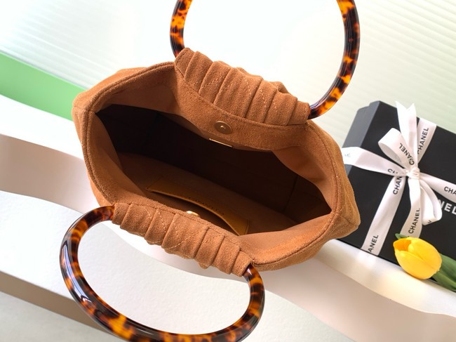 CHANEL Hobo Bag Suede AS6010 Camel