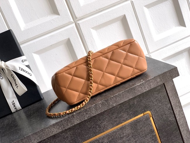 CHANEL Clutch Pearly Lambskin AS5912 brown