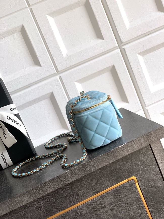 CHANEL velvet Small Vanity with Chain AP3941 light blue