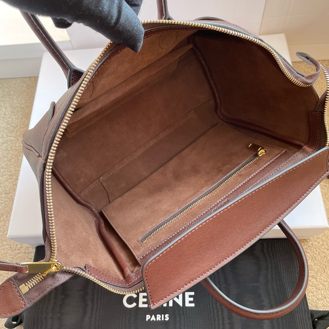 Celine SMALL NEW LUGGAGE IN SUPPLE SHINY LAMBSKIN 124213 SOFT brown