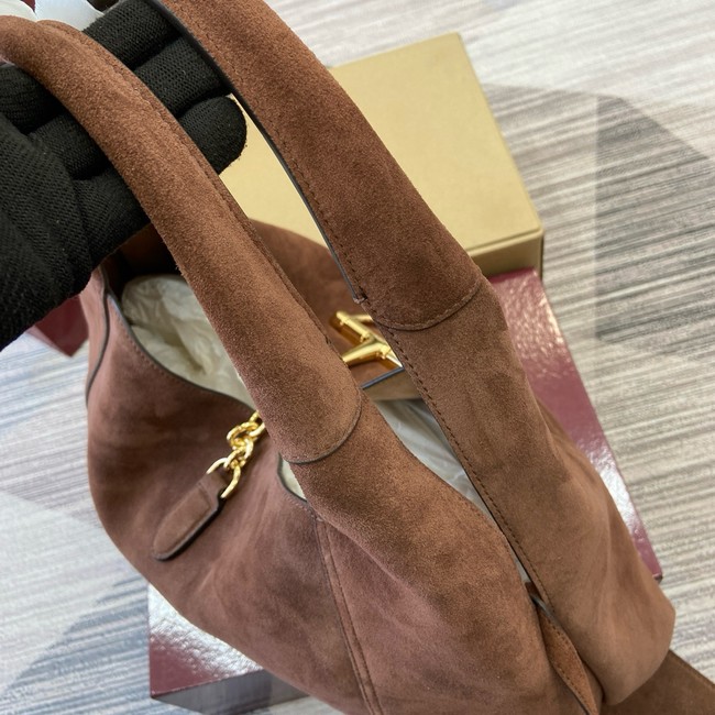 Gucci Softbit maxi shoulder bag Variation 837466  dark brown suede