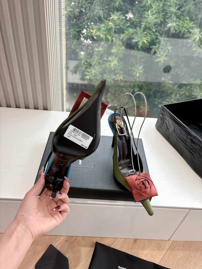 YSL AMALIA slingback pumps in satin crepe 21025-4