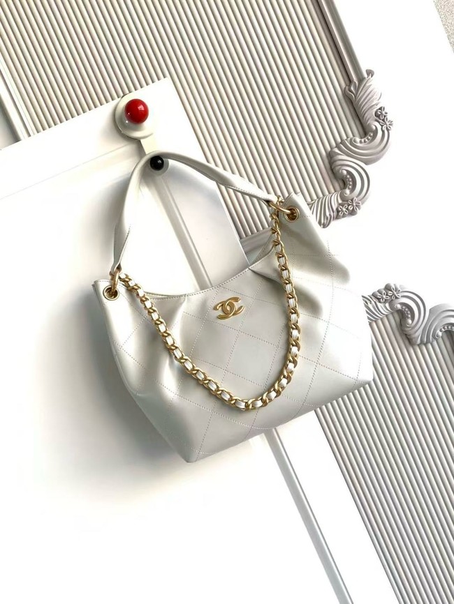 CHANEL Hobo Bag Calfskin AS5970 white
