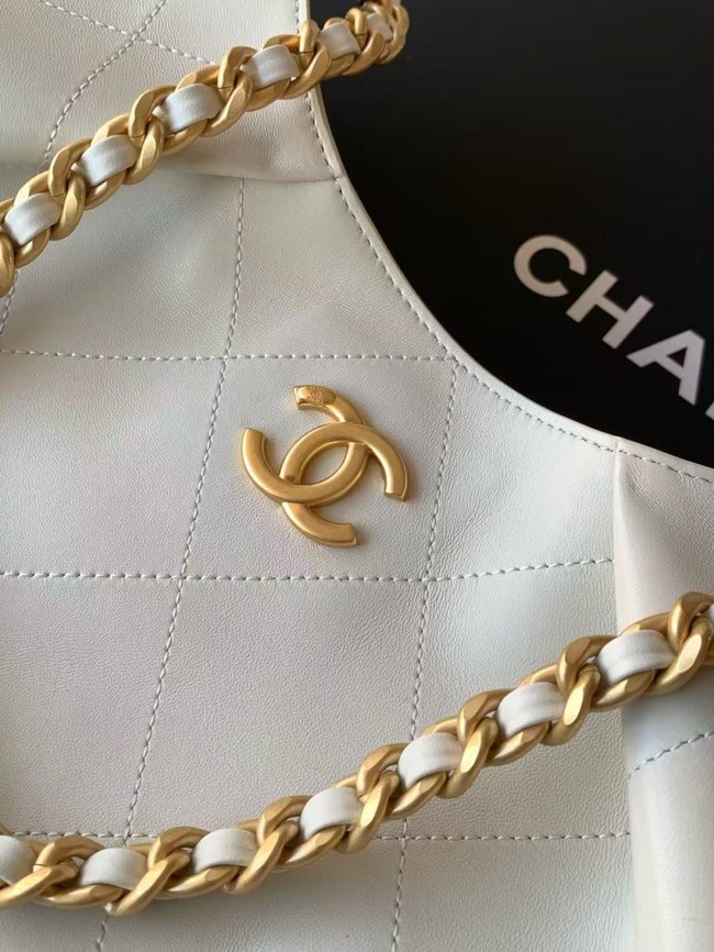 CHANEL Hobo Bag Lambskin AS5978 white