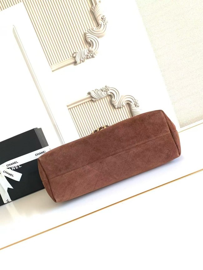 CHANEL Hobo Bag Suede Calfskin AS5978 brown