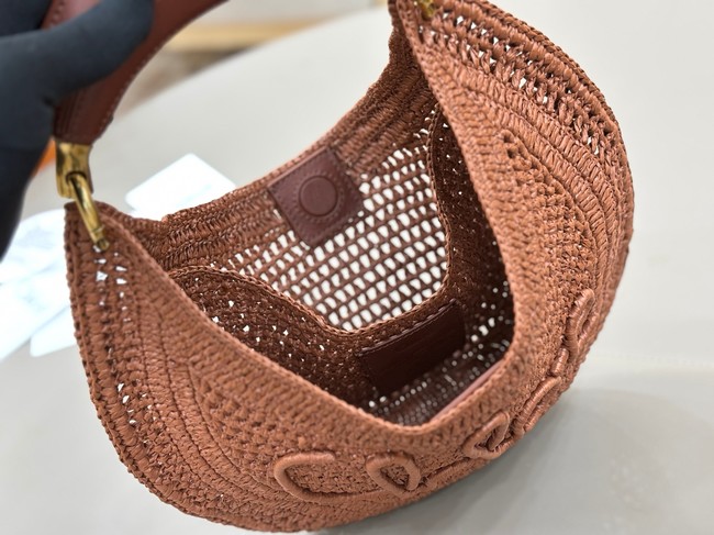 Chloe SUMMER straw and leather tote bag 1668 brown