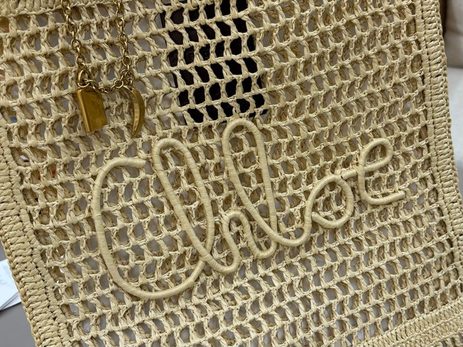 Chloe SUMMER straw and leather tote bag 0824P Nude