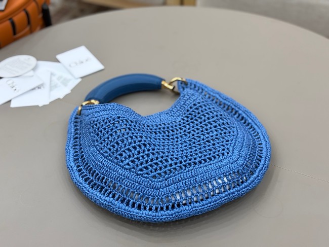 Chloe SUMMER straw and leather tote bag 1668 blue