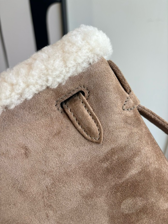 Hermes Kelly 22cm Tote Bag Suede Leather KL22 gray