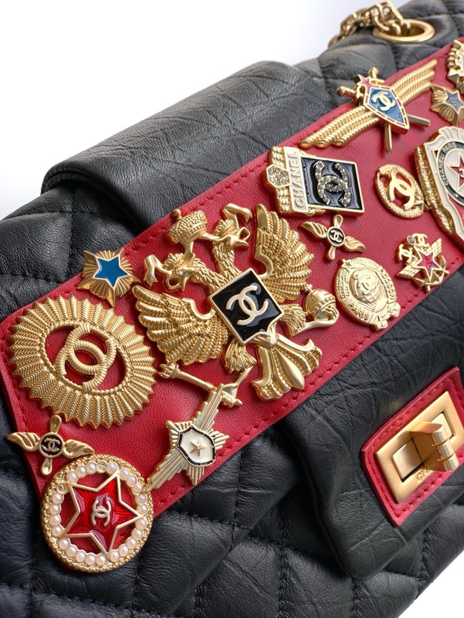 CHANEL Classic Handbag Lambskin CF1112 black&red