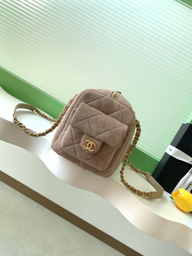 Chanel velvet Small Bowling Bag AS5792 Khaki