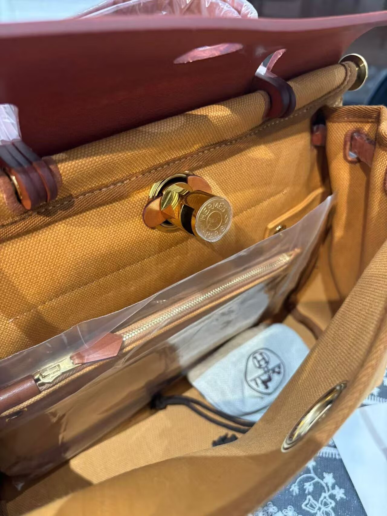 Hermes Herbag 31CM Original Canvas Leather & Calfskin 45987 Brown Hermes Herbag 31CM Original Canvas Leather & Calfskin 45987 Brown