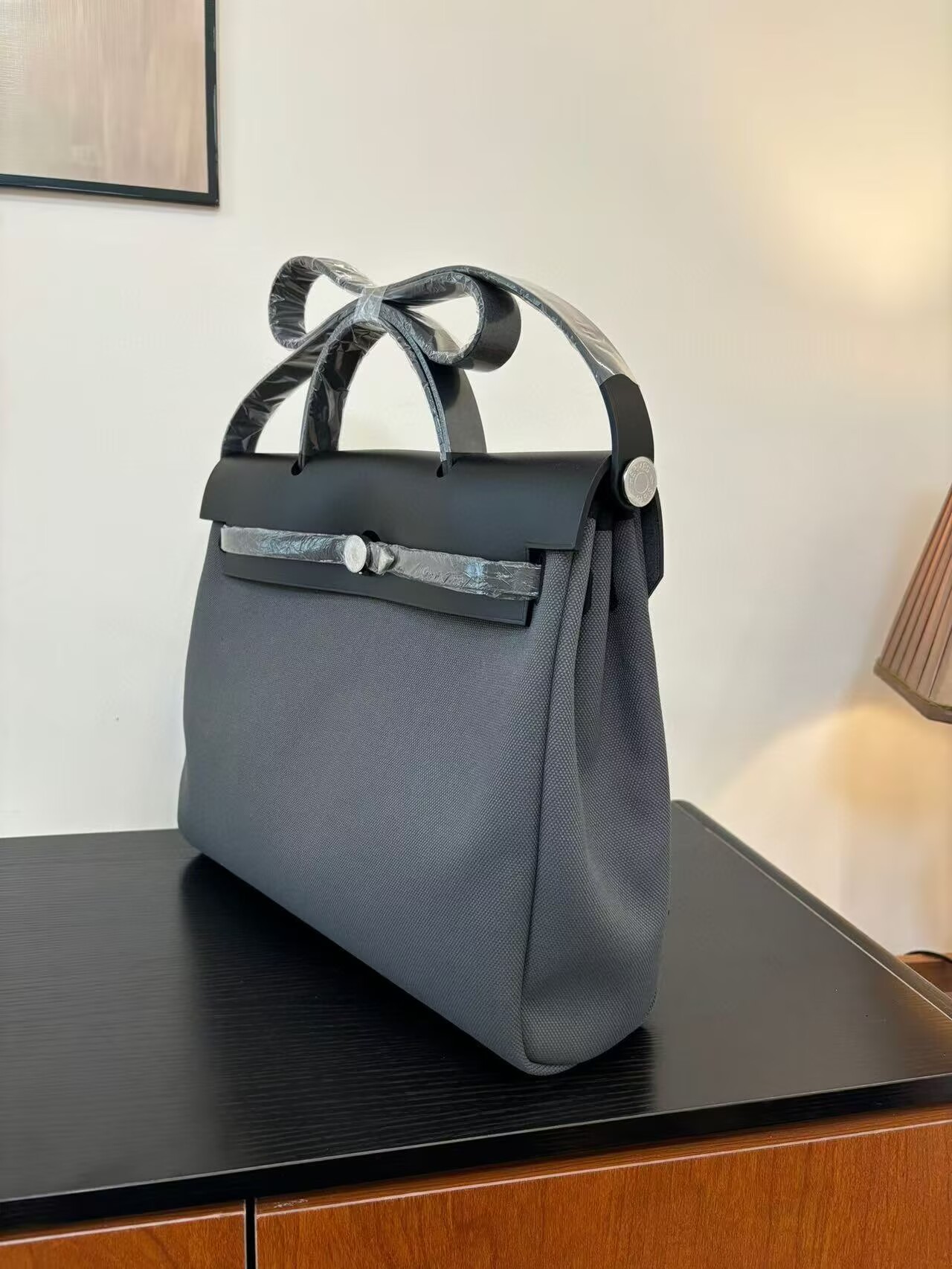 Hermes Herbag 31CM Original Canvas Leather & Calfskin 45987 Gray&Black Hermes Herbag 31CM Original Canvas Leather & Calfskin 45987 Gray&Black