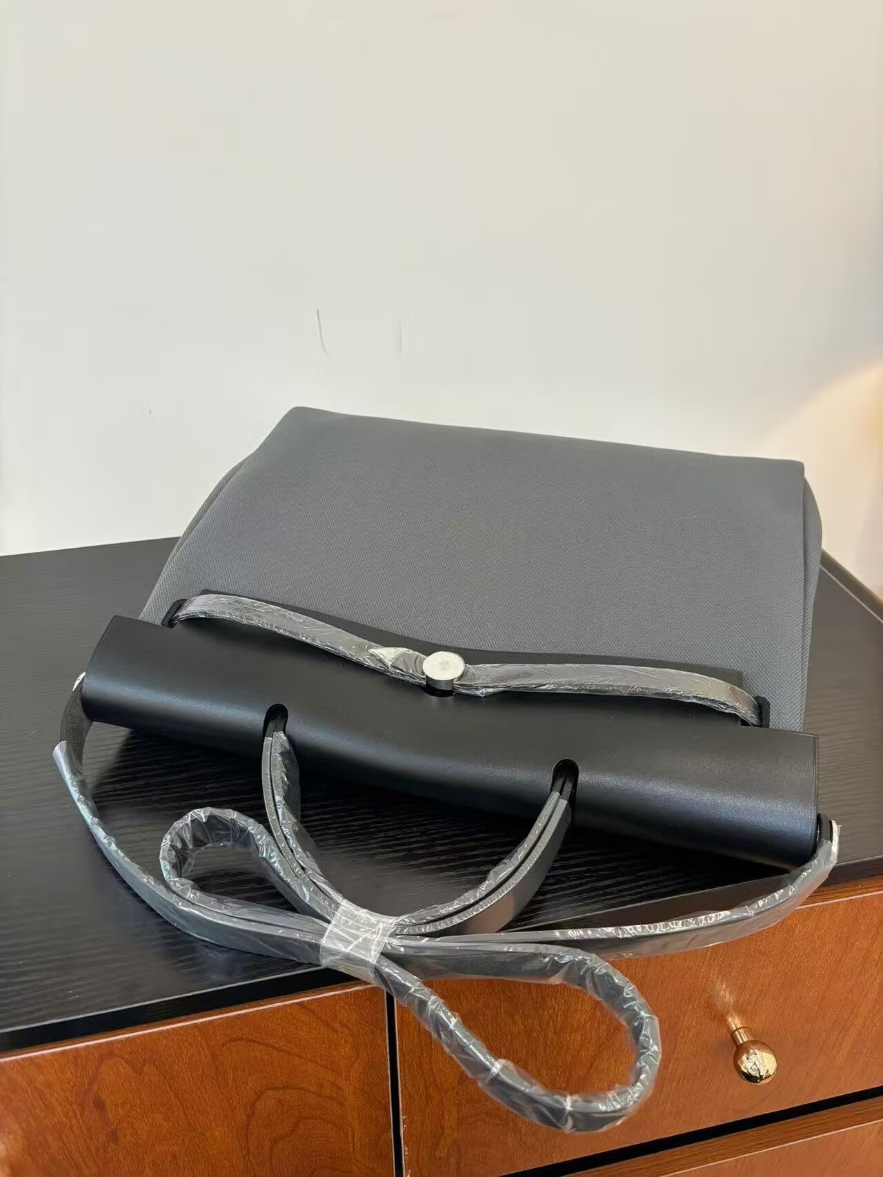 Hermes Herbag 31CM Original Canvas Leather & Calfskin 45987 Gray&Black Hermes Herbag 31CM Original Canvas Leather & Calfskin 45987 Gray&Black