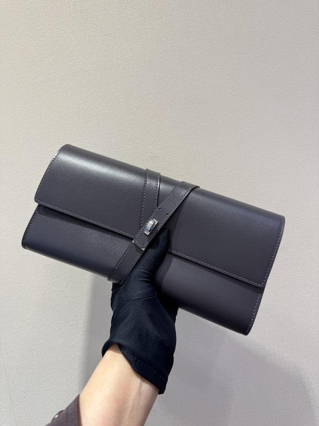Hermes swift Leather Clutch 37568 dark gray