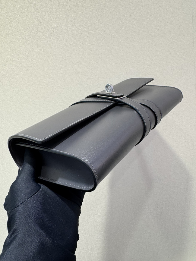 Hermes swift Leather Clutch 37568 dark gray Hermes swift Leather Clutch 37568 dark gray