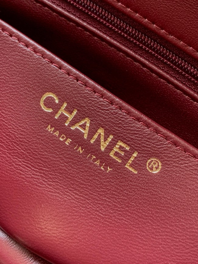 CHANEL Mini Flap Bag with Top Handle AP2431 burgundy