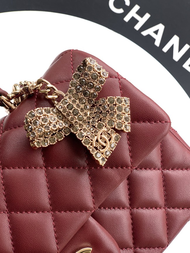 CHANEL Mini Flap Bag with Top Handle AP2431 burgundy