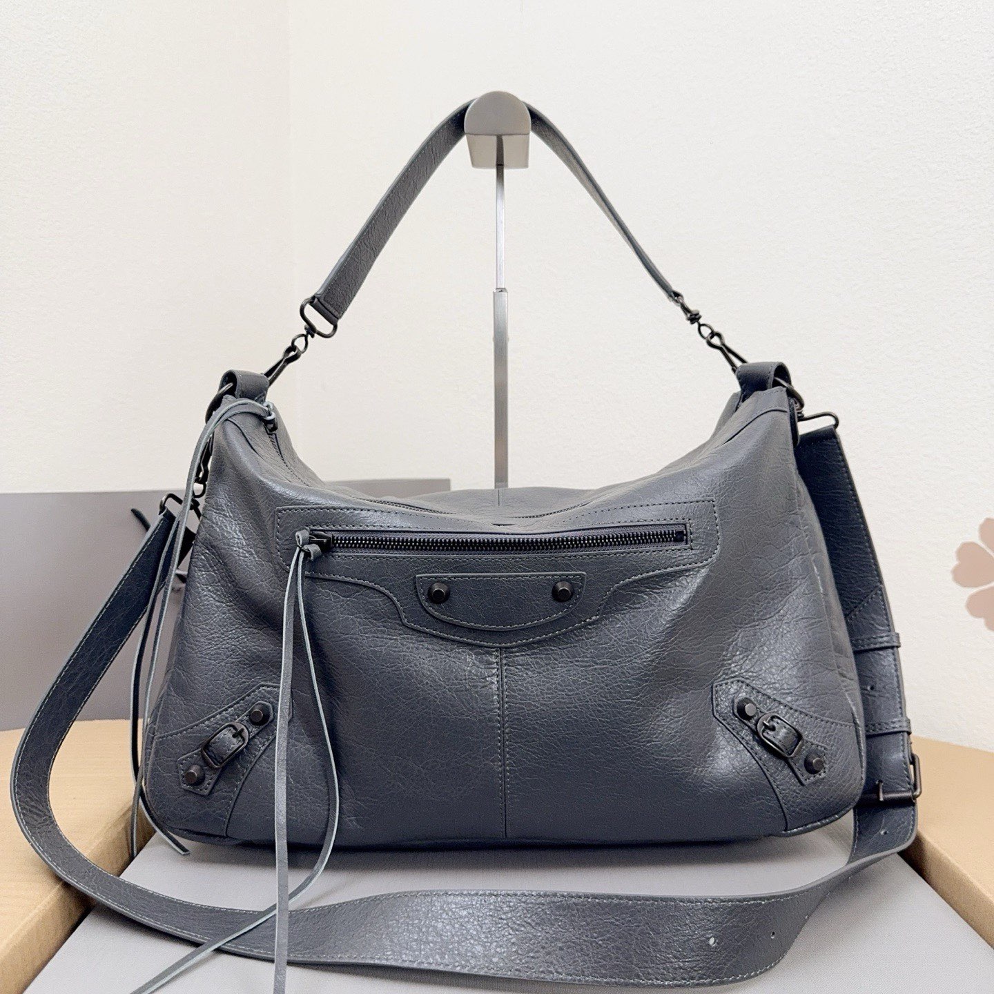Balenciaga Original Leather Handbag 2185 Gray