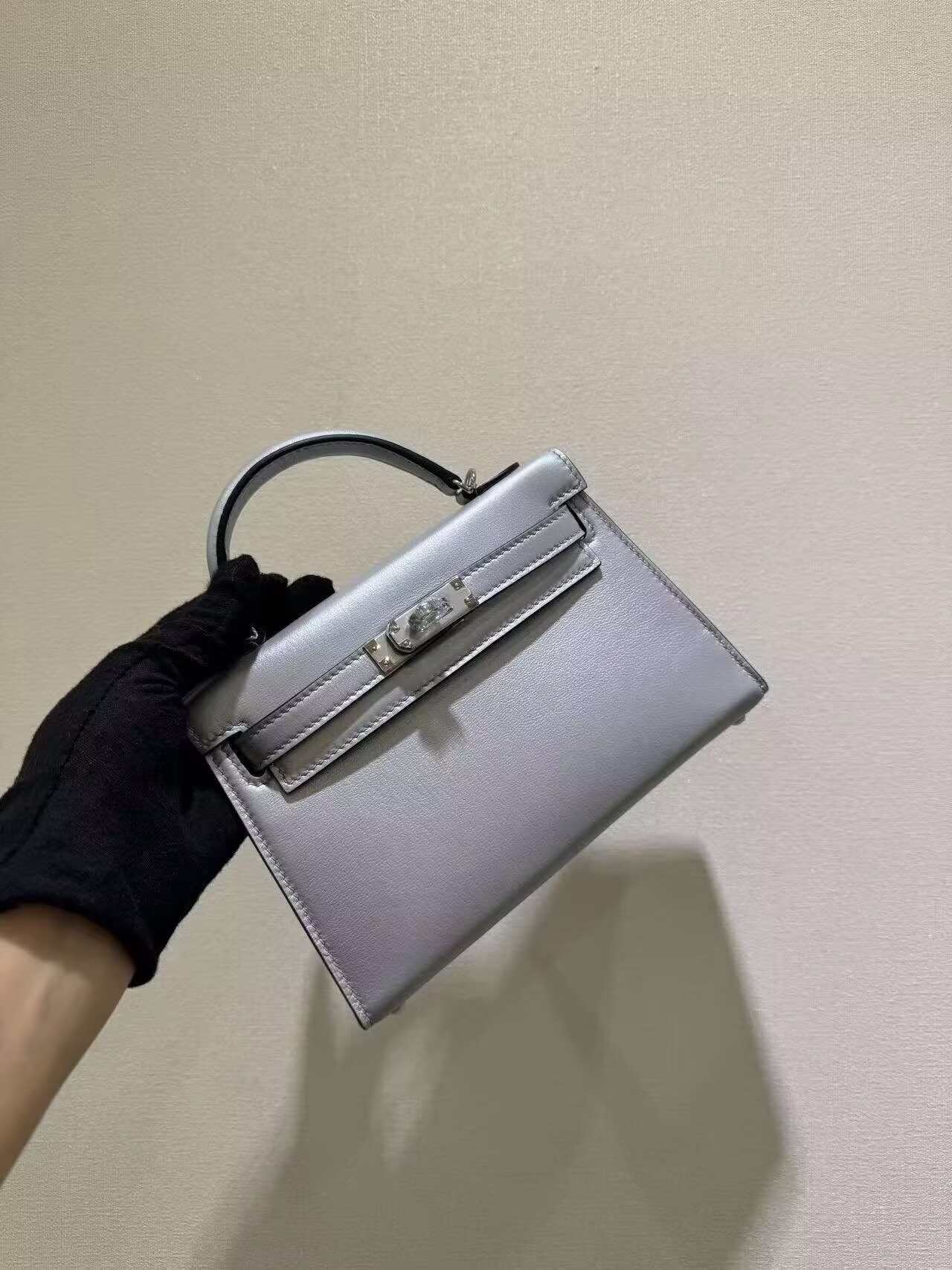 Hermes Kelly 19cm Shoulder Bags Original Swift Leather KL19 Silver
