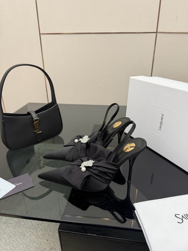 Saint Laurent AMALIA slingback pumps in satin crepe Heel 10.5CM 55726-12