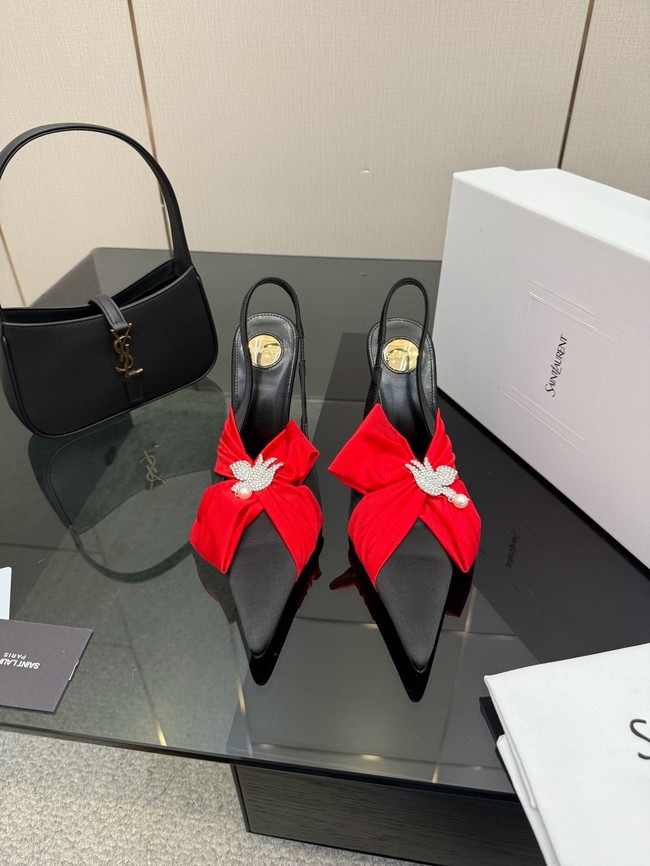 Saint Laurent AMALIA slingback pumps in satin crepe Heel 10.5CM 55726-3