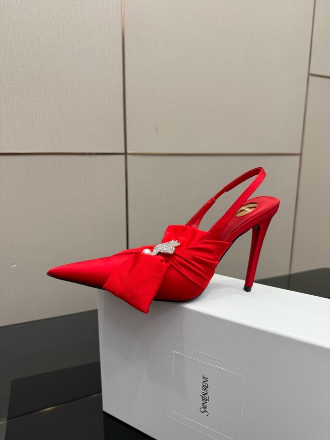 Saint Laurent AMALIA slingback pumps in satin crepe Heel 10.5CM 55726-6