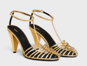 CELINE CAGE STRAPPY SANDAL IN LAMINATED LAMBSKIN 36657-1