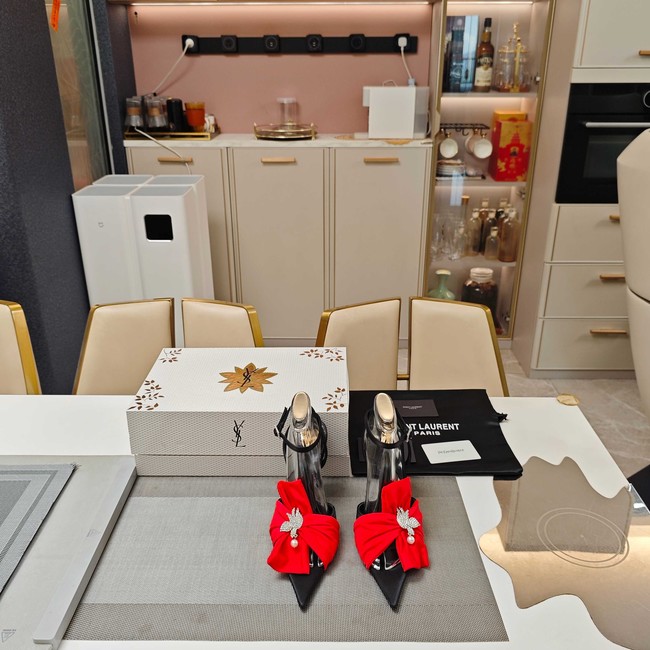 Saint Laurent AMALIA slingback pumps in satin crepe Heel 10.5CM 35964-9