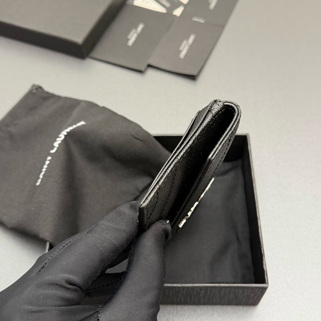 SAINT LAURENT UPTOWN FLAP CARD CASE IN GRAIN DE POUDRE LEATHER 612808-5