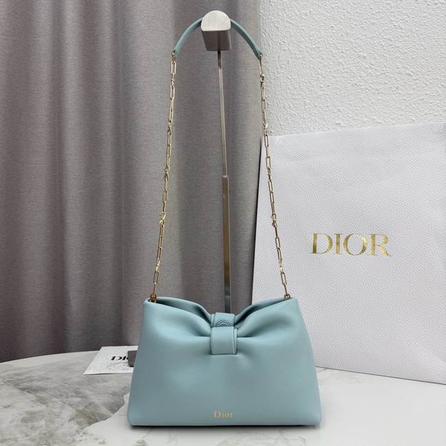 Small Dior Bow Bag Lambskin M0715O Bleu Tourmaline