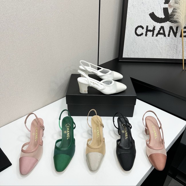 Chanel Slingbacks Mesh & Grosgrain Heel Height 65mm G31318-1