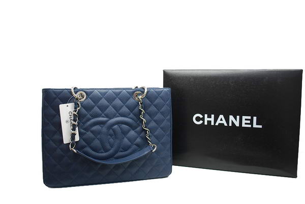 Chanel GST Caviar Leather Coco Bag A36092 Dark Blue Silver Chanel GST Caviar Leather Coco Bag A36092 Dark Blue Silver