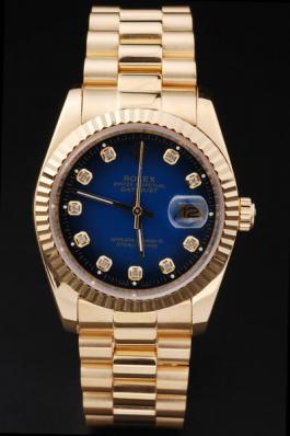 Rolex Datejust Mechanism Golden Bezel Blue Surface Watch-RD2438 Rolex Datejust Mechanism Golden Bezel Blue Surface Watch-RD2438