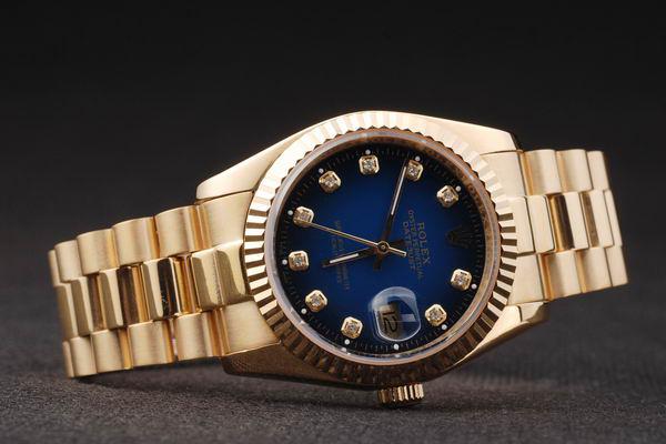 Rolex Datejust Mechanism Golden Bezel Blue Surface Watch-RD2438 Rolex Datejust Mechanism Golden Bezel Blue Surface Watch-RD2438