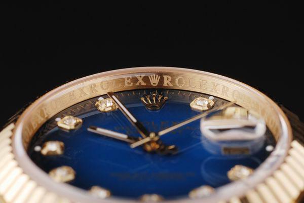 Rolex Datejust Mechanism Golden Bezel Blue Surface Watch-RD2438 Rolex Datejust Mechanism Golden Bezel Blue Surface Watch-RD2438